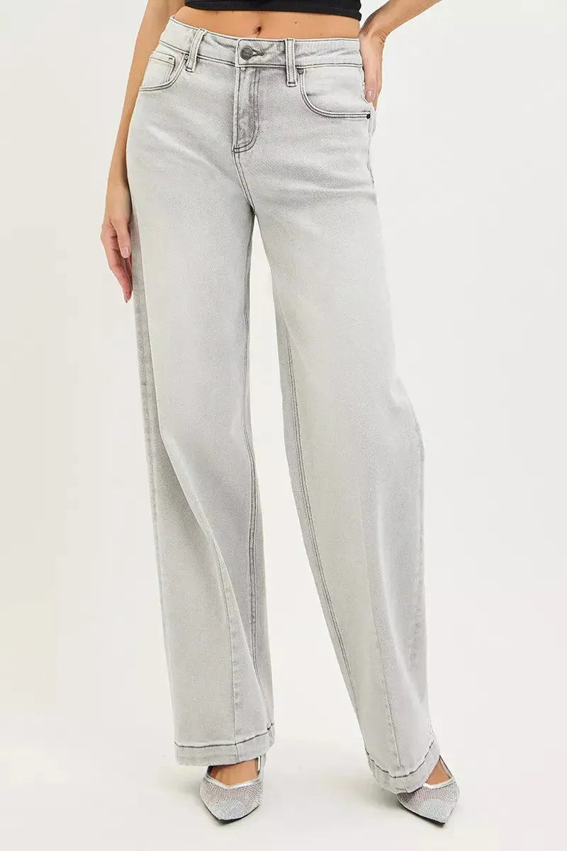 RISEN Jeans - Slouchy Baggy Jeans with Contrast Stitching