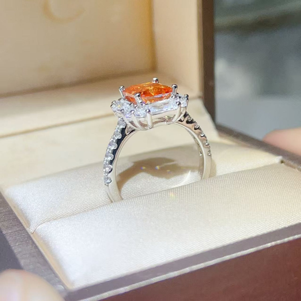 3 Carat Emerald Cut Moissanite Halo Ring