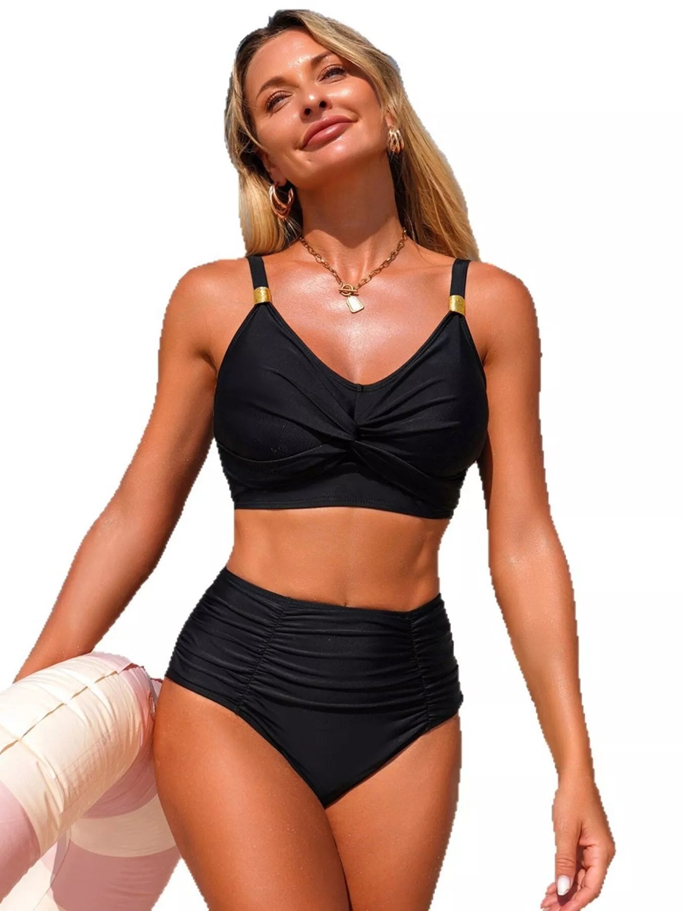Twisted Front High-Waisted Bikini Set