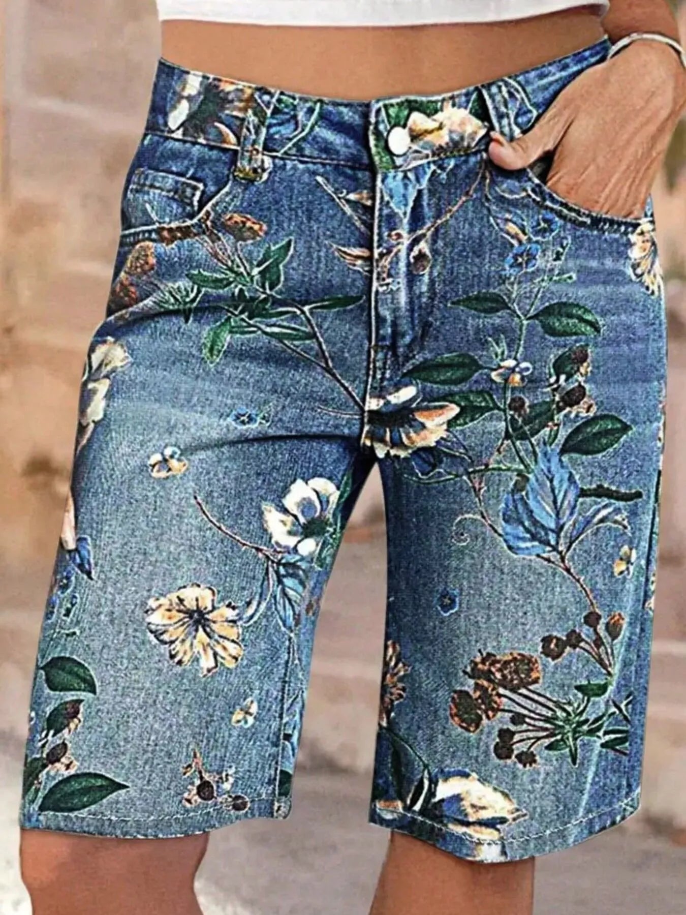 Floral Denim Shorts