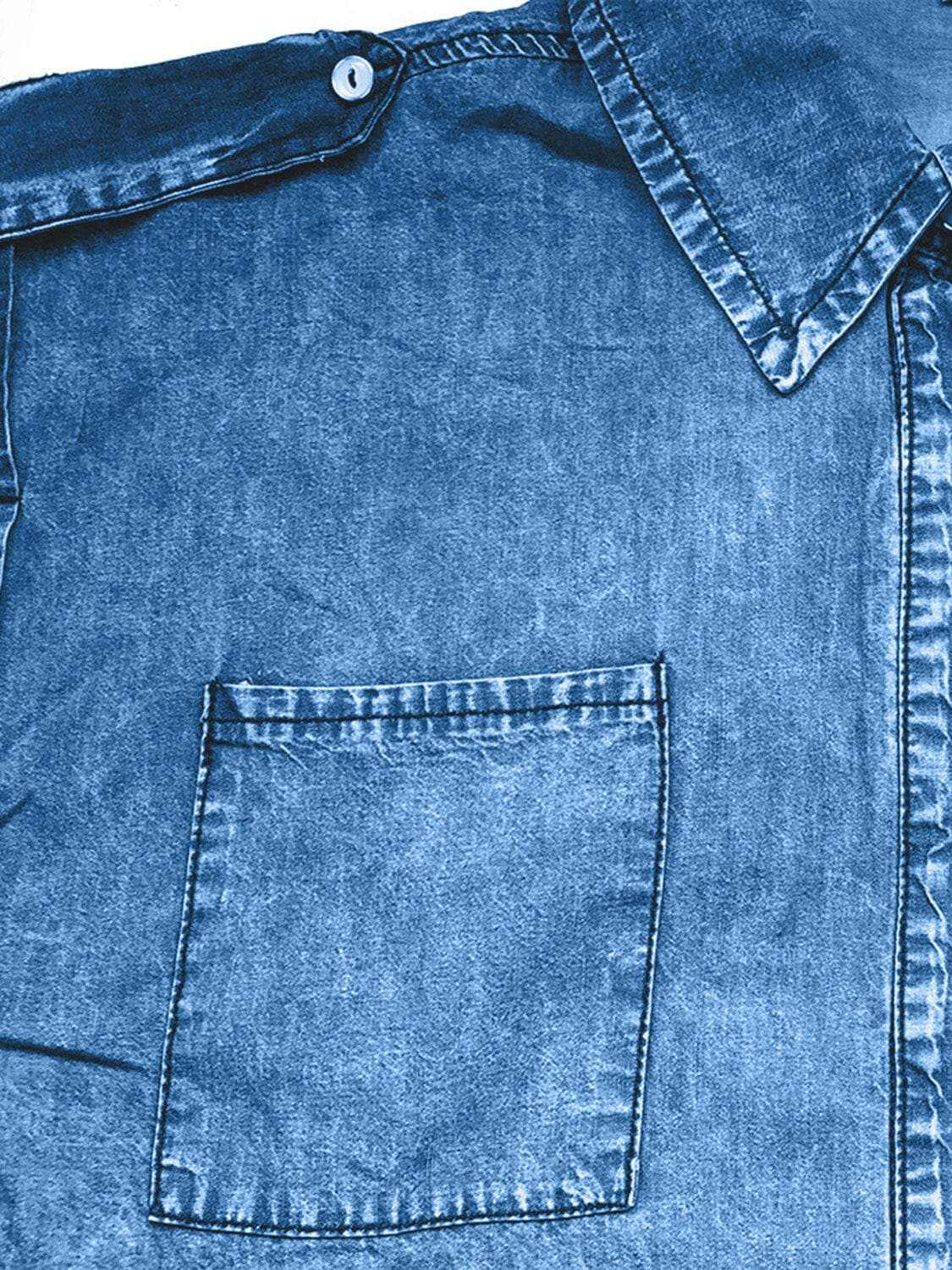 Accessories Trendsi Premium Chic denim collared top, cap sleeves