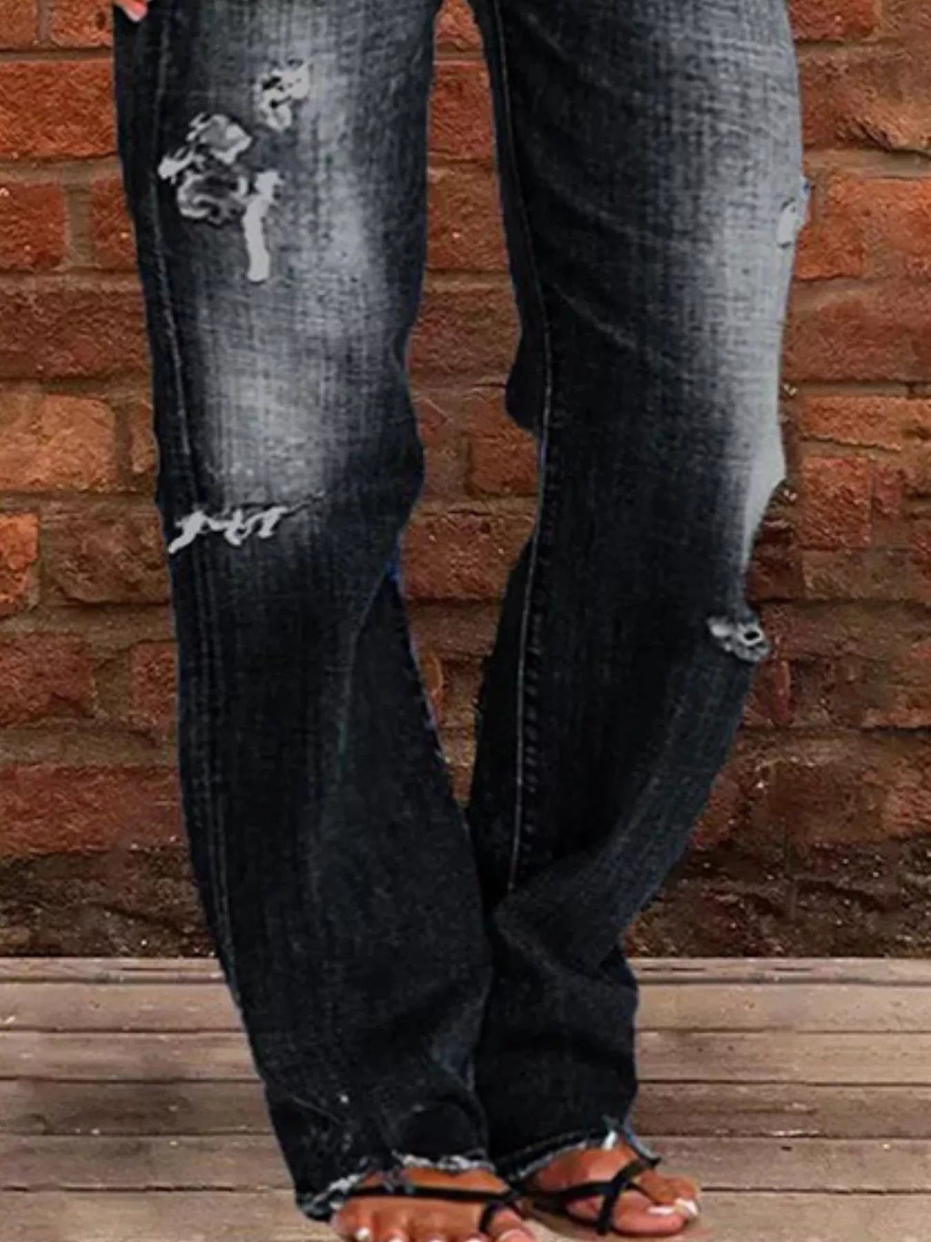 Full Size Distressed Raw Hem Jeans