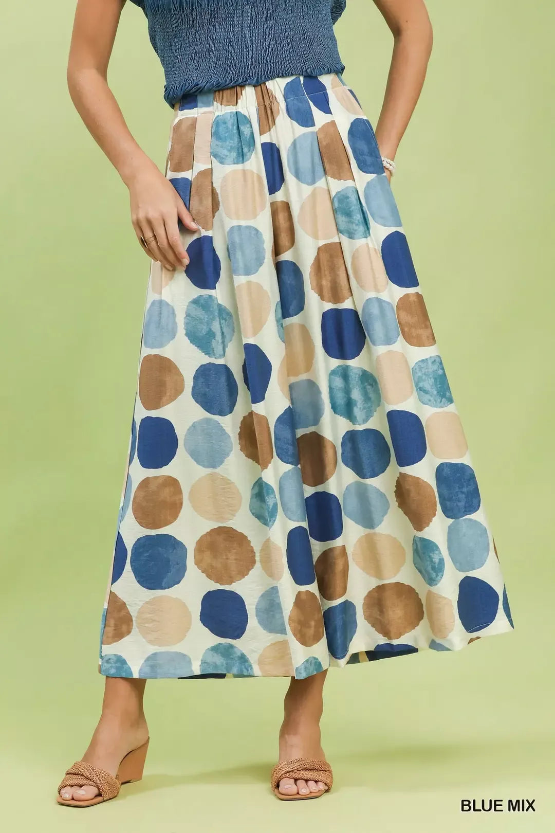 Umgee Polka Dot Wide Leg Pants