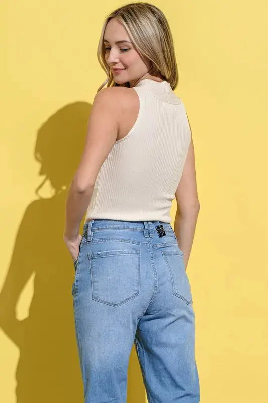Trendsi Rib Halter Tank Top Ivory