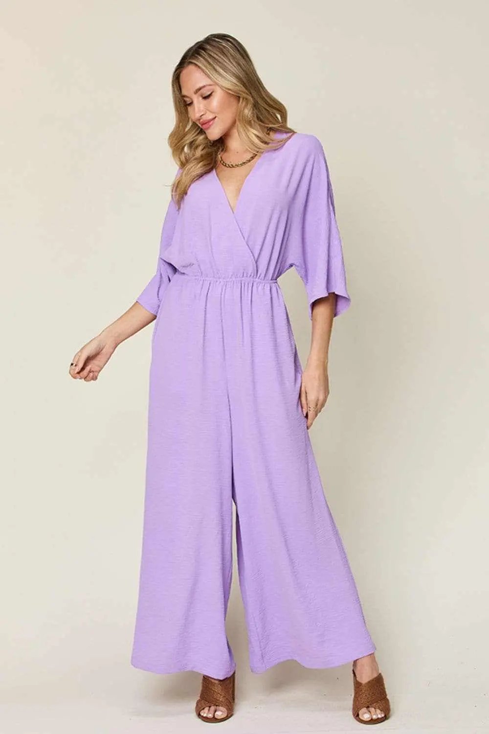 Trendsi Surplice Wide Leg Jumpsuit - Chic & Elegant