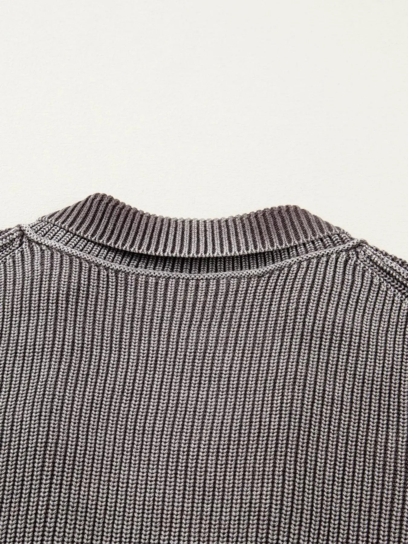 Mineral Wash Exposed Seam Patchwork Open Knit Cardigan