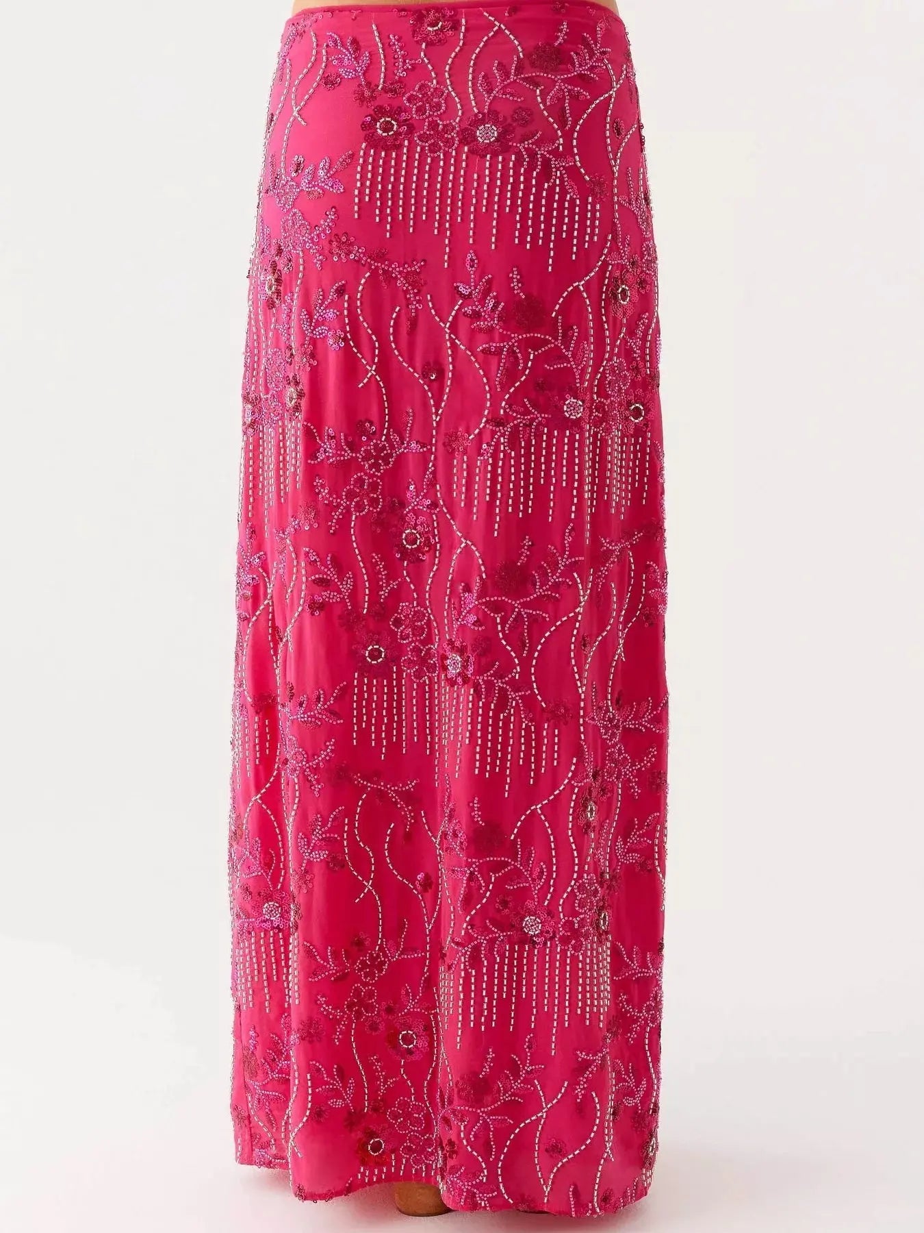 Embroidered Sequin Maxi Skirt