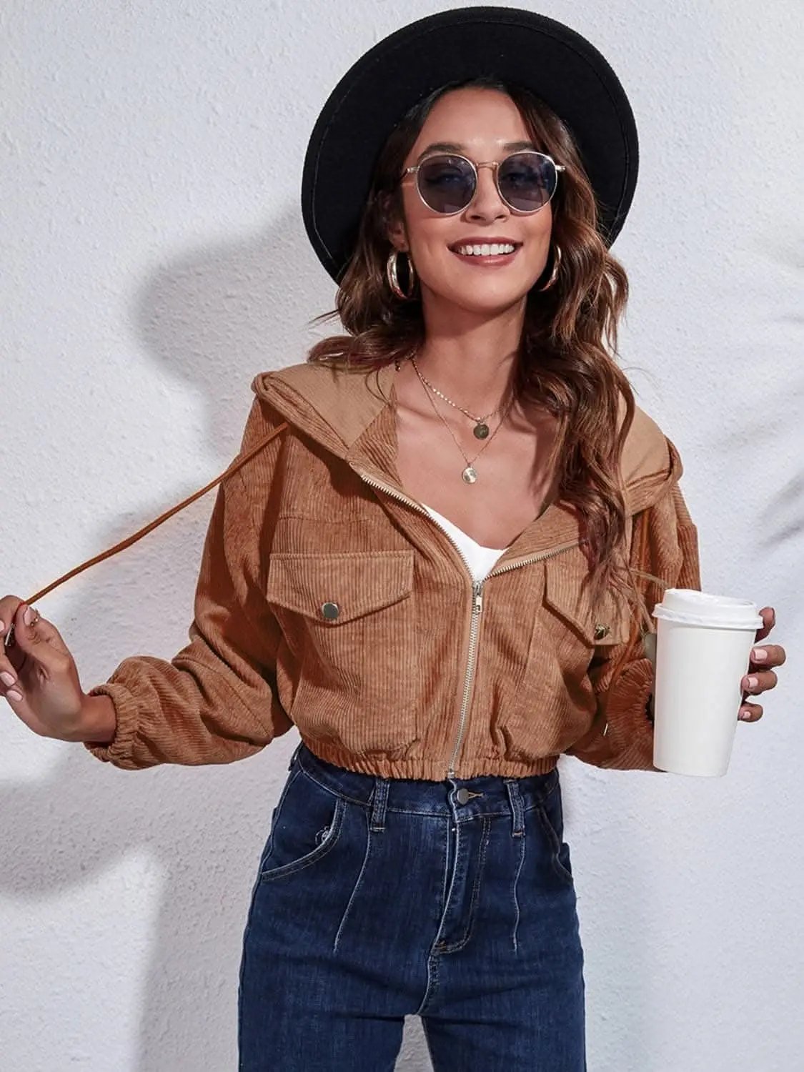 Women's Hooded Jacket Hooded Jacket - Cozy with Pockets - Everyday Casual Style