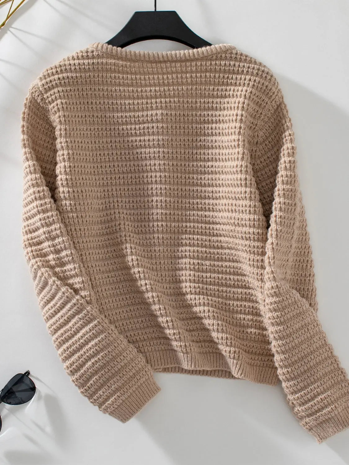 Textured Knit Button Up Long Sleeve Cardigan