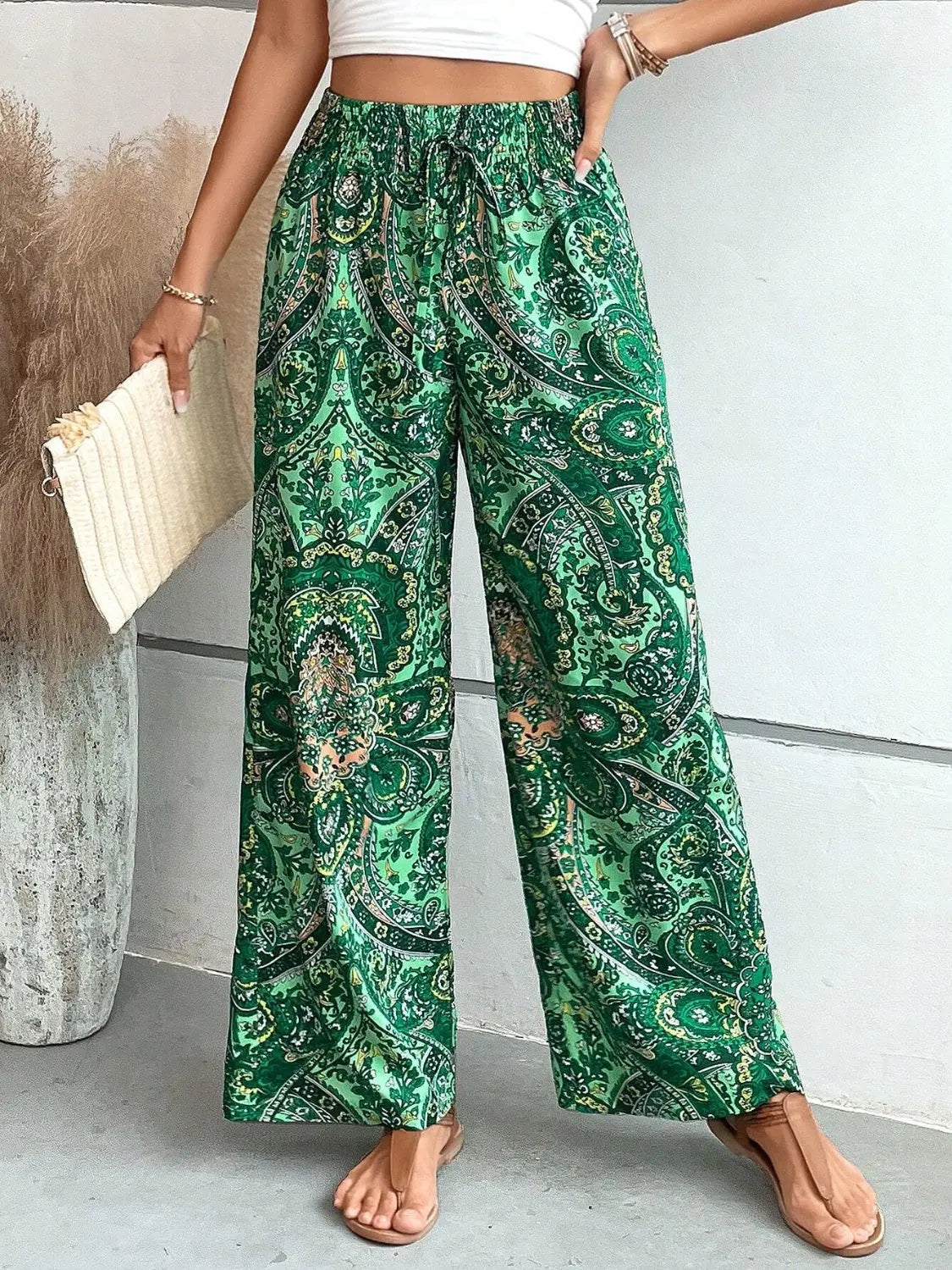 Boho Paisley Printed Wide Leg Pants