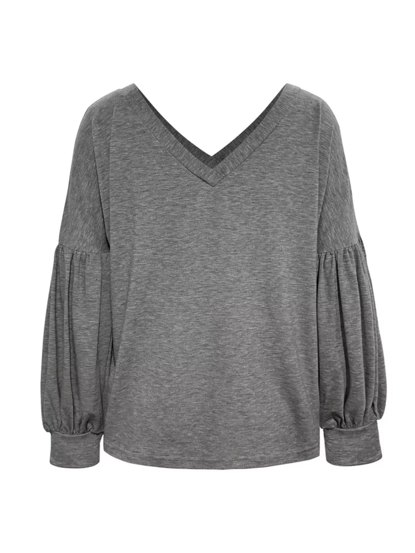 Oversized V Neck Long Sleeve Blouse