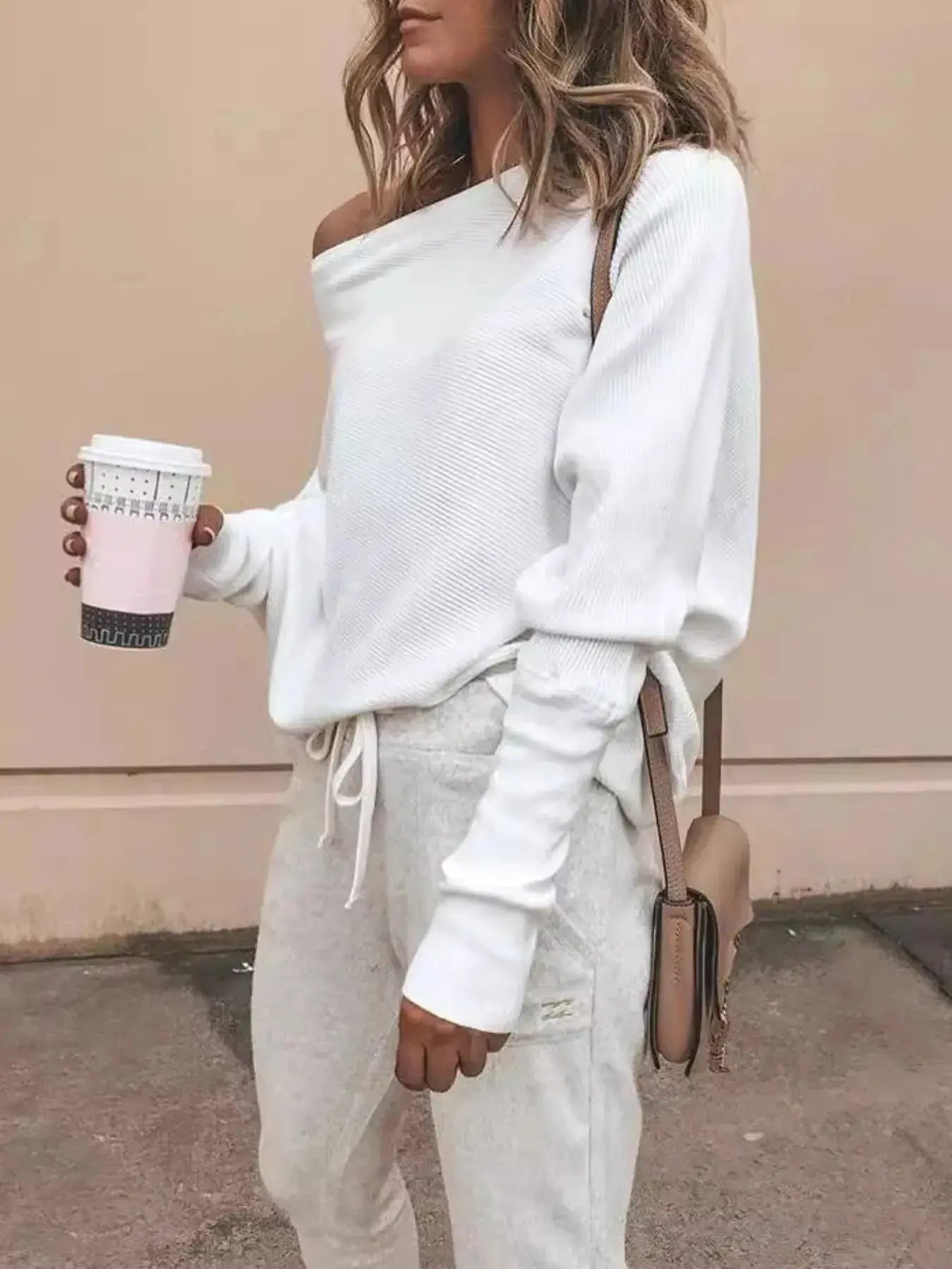 Full Size Ribbed One Shoulder Sweater
