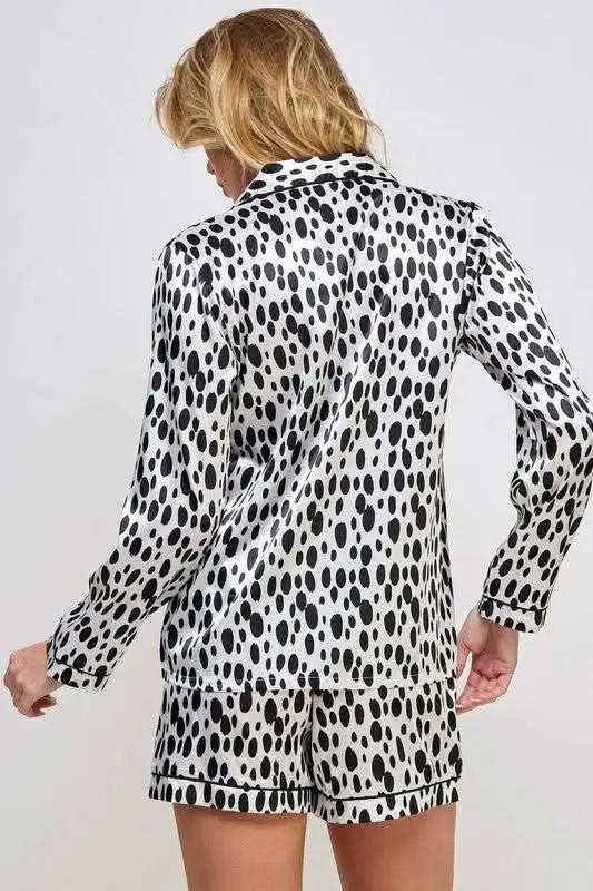 Accessories Premium BE WICKED Dalmy PJ Set, Black/White, Large - Comfortable Sleepwear for Women