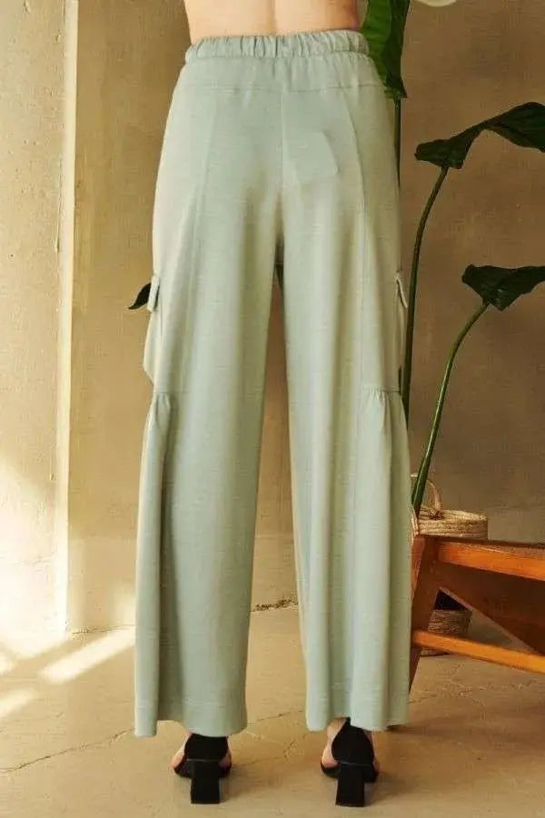 Trendsi Drawstring Ruched Pants Women's Wide Leg Casual Pants - Comfy & Stylish
