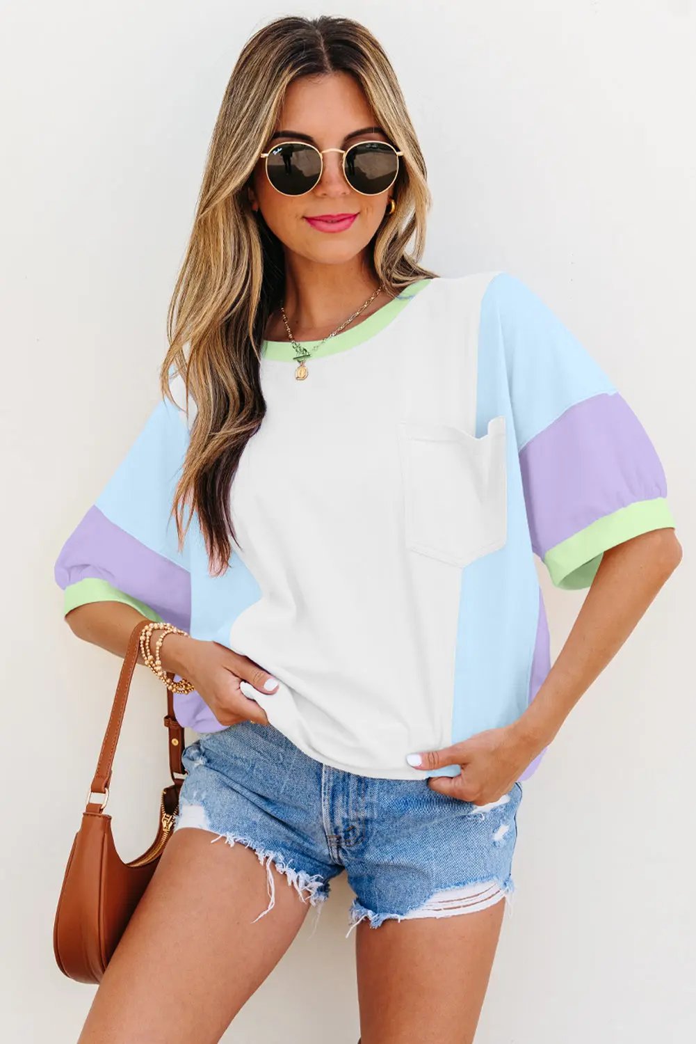 T-Shirts Love Salve Color Block Tee Women's Daily Oversized T-Shirt Casual Summer Top
