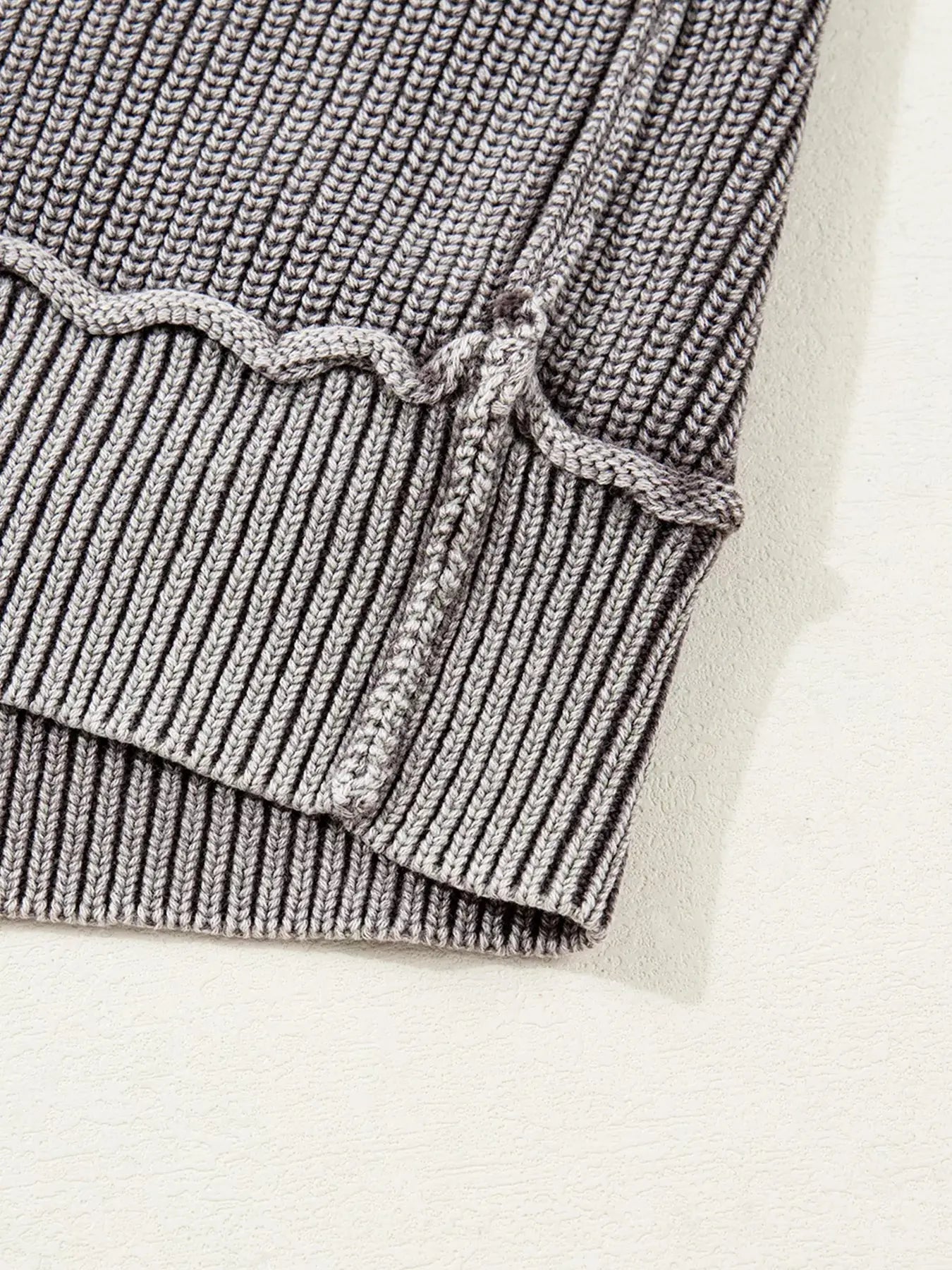 Mineral Wash Exposed Seam Patchwork Open Knit Cardigan