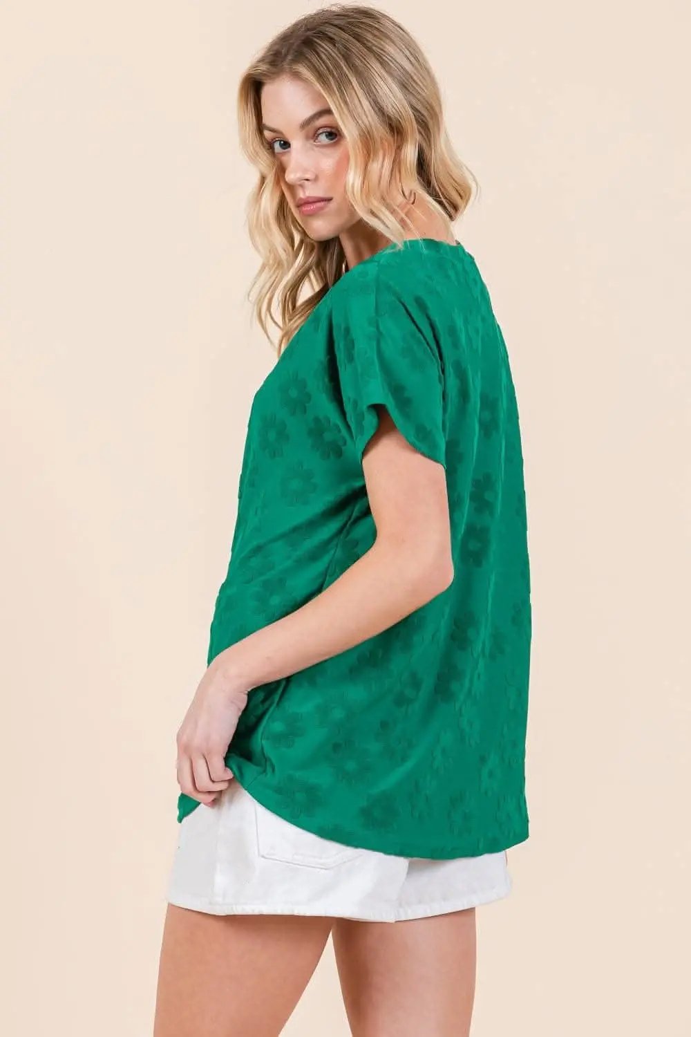 T-Shirts Trendsi BOMBOM floral texture tee, short sleeve - Premium Quality
