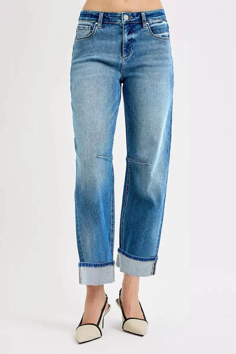 RISEN Jeans - Slouchy Crop Barrel Cuffed Jeans