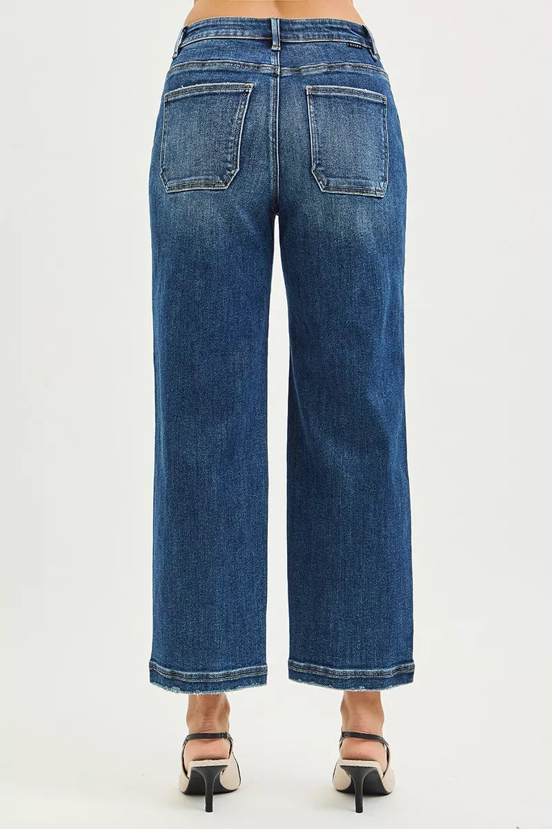 RISEN Jeans - Slouchy Cropped Baggy Jeans with Front Patch Pocket