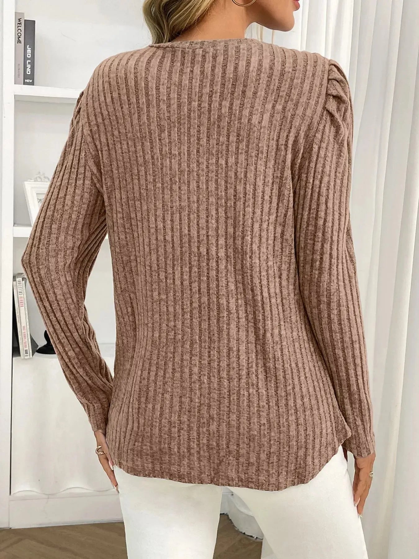 Round Neck Puff Sleeve T Shirt