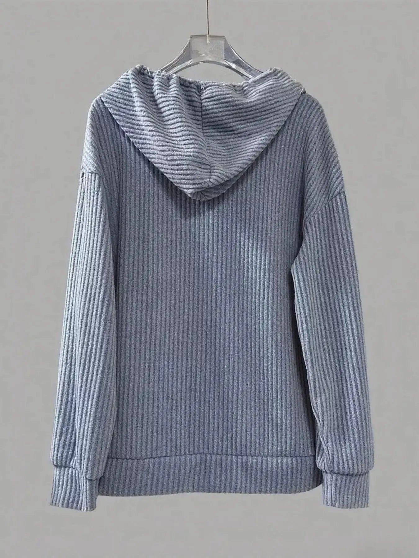 Button Front Drawstring Hoodie