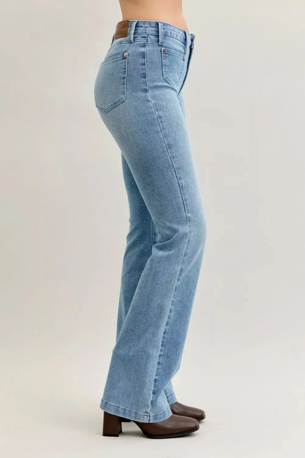 Judy Blue Jeans - Full Size Mid Rise Bootcut Jeans with Contrast Wash & Front Patch Pockets
