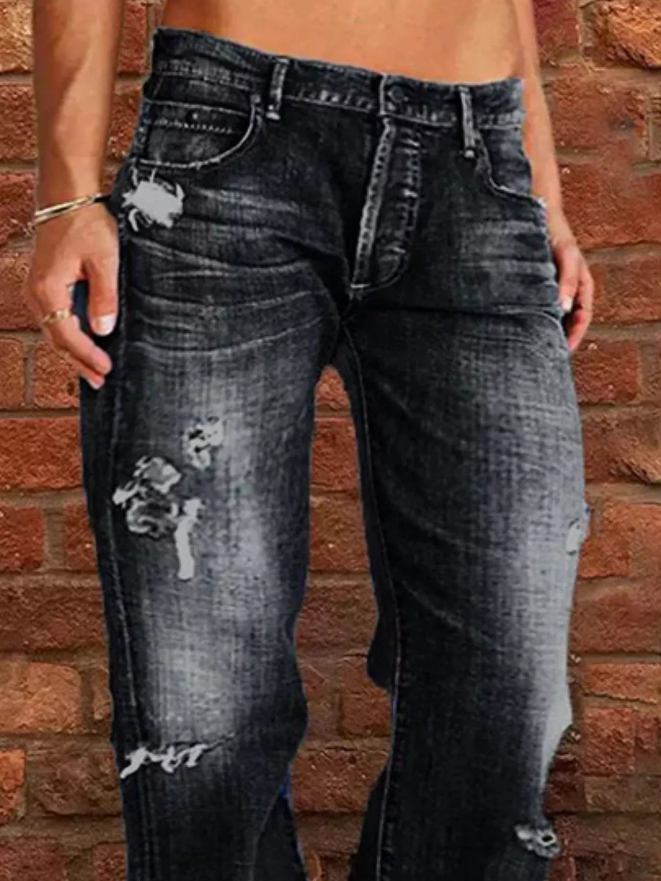 Full Size Distressed Raw Hem Jeans