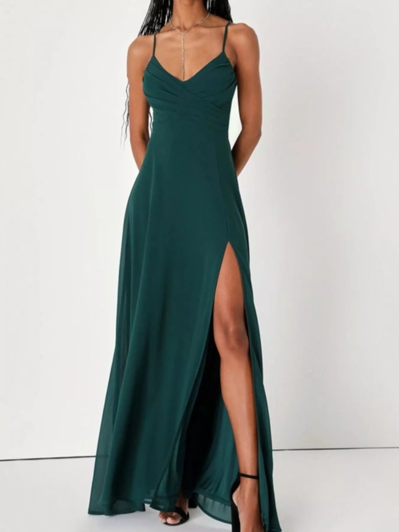 Crisscross Back Slit Maxi Dress