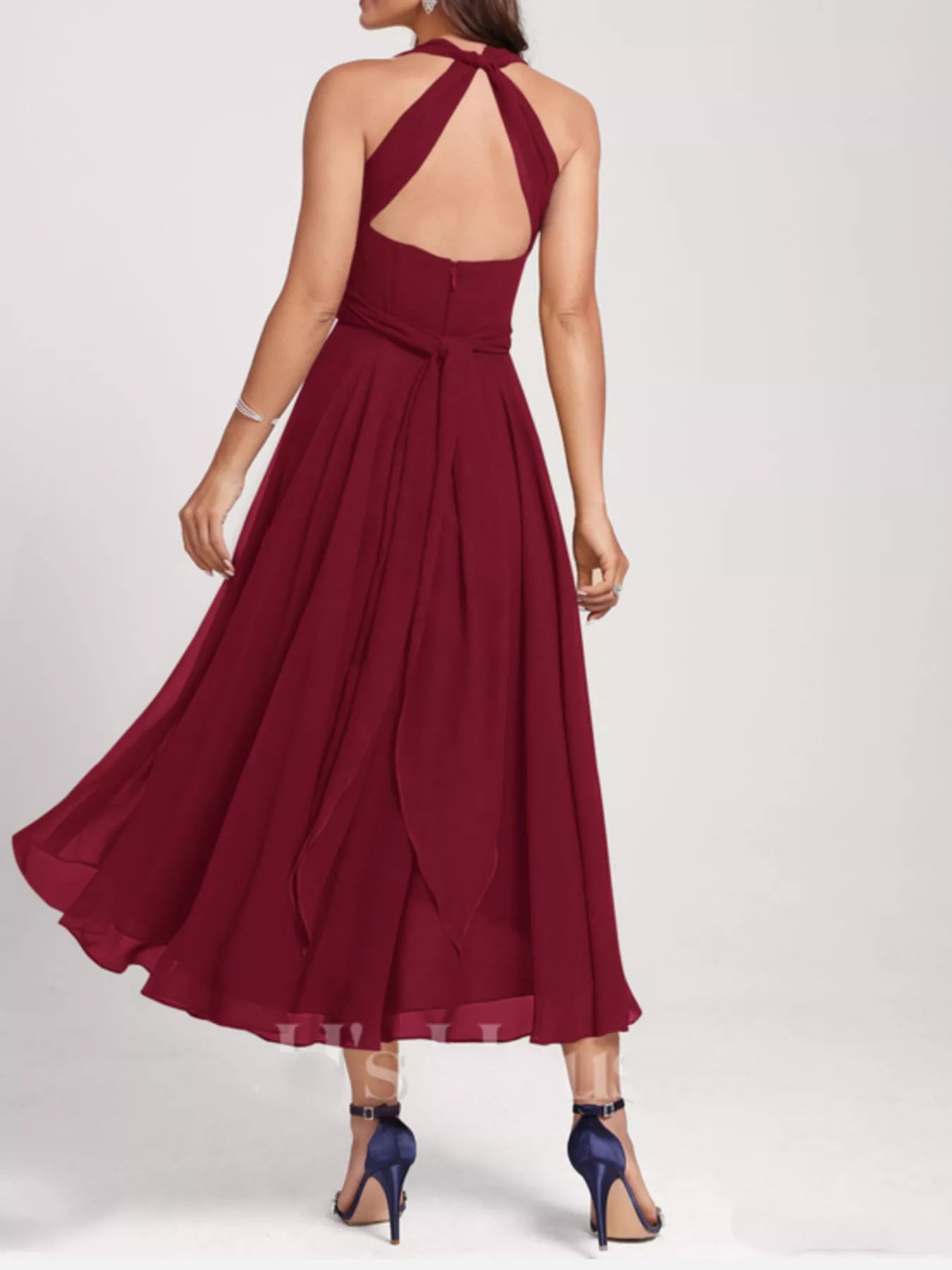 Ruched Crisscross A Line Midi Dress