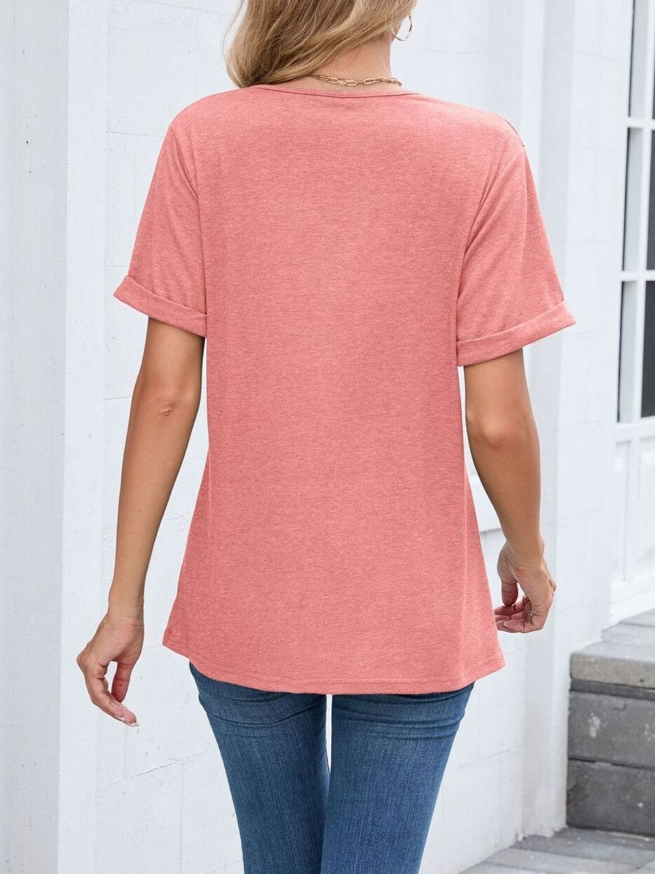 Casual V Neck Short Sleeve T Shirt