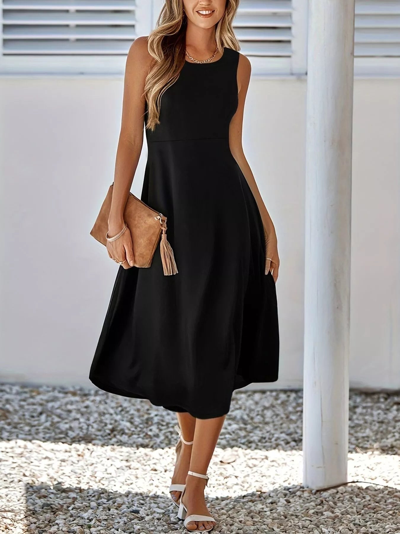 Sleeveless A Line Midi Dress