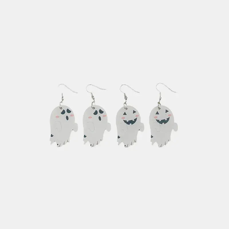 2 Piece Alloy Acrylic Halloween Ghost Dangle Earrings