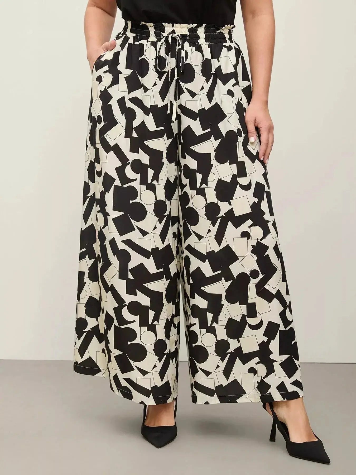 Plus Size Abstract Wide Leg Pants