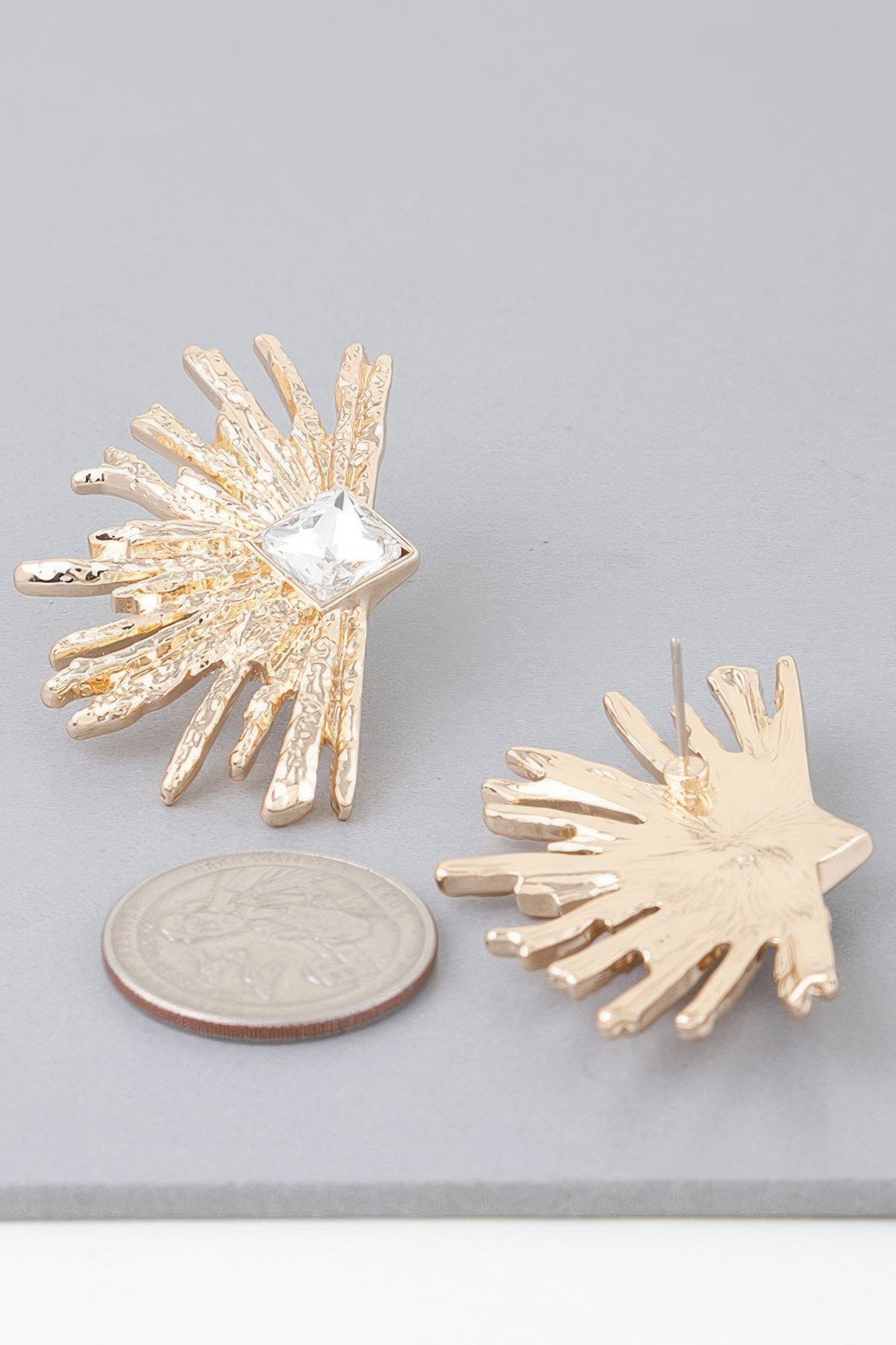 Diamond Rhinestone Flare Earrings