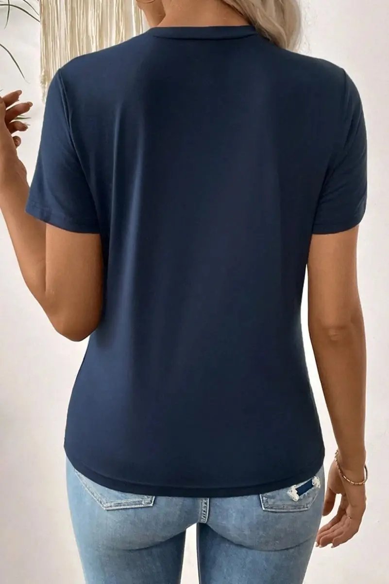 T-Shirts Love Salve Blue Striped Tee Daily Wear Women's T-Shirt Soft, Casual