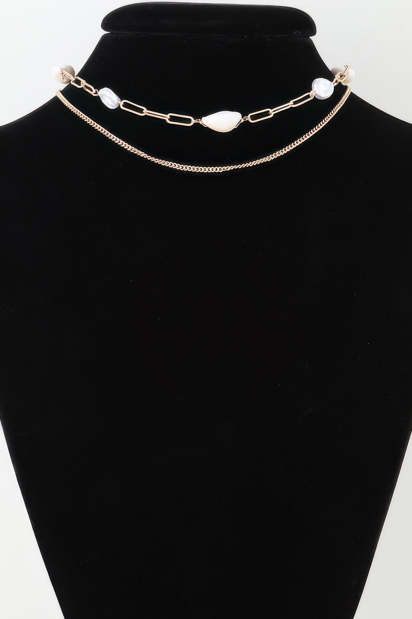 Double Pearl Chain Necklace