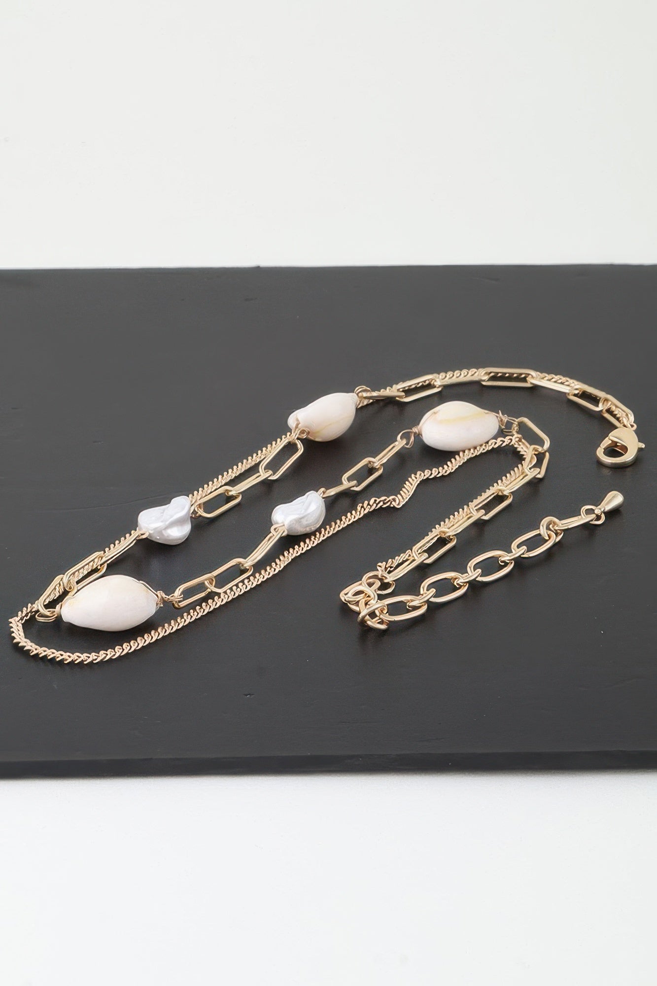 Double Pearl Chain Necklace