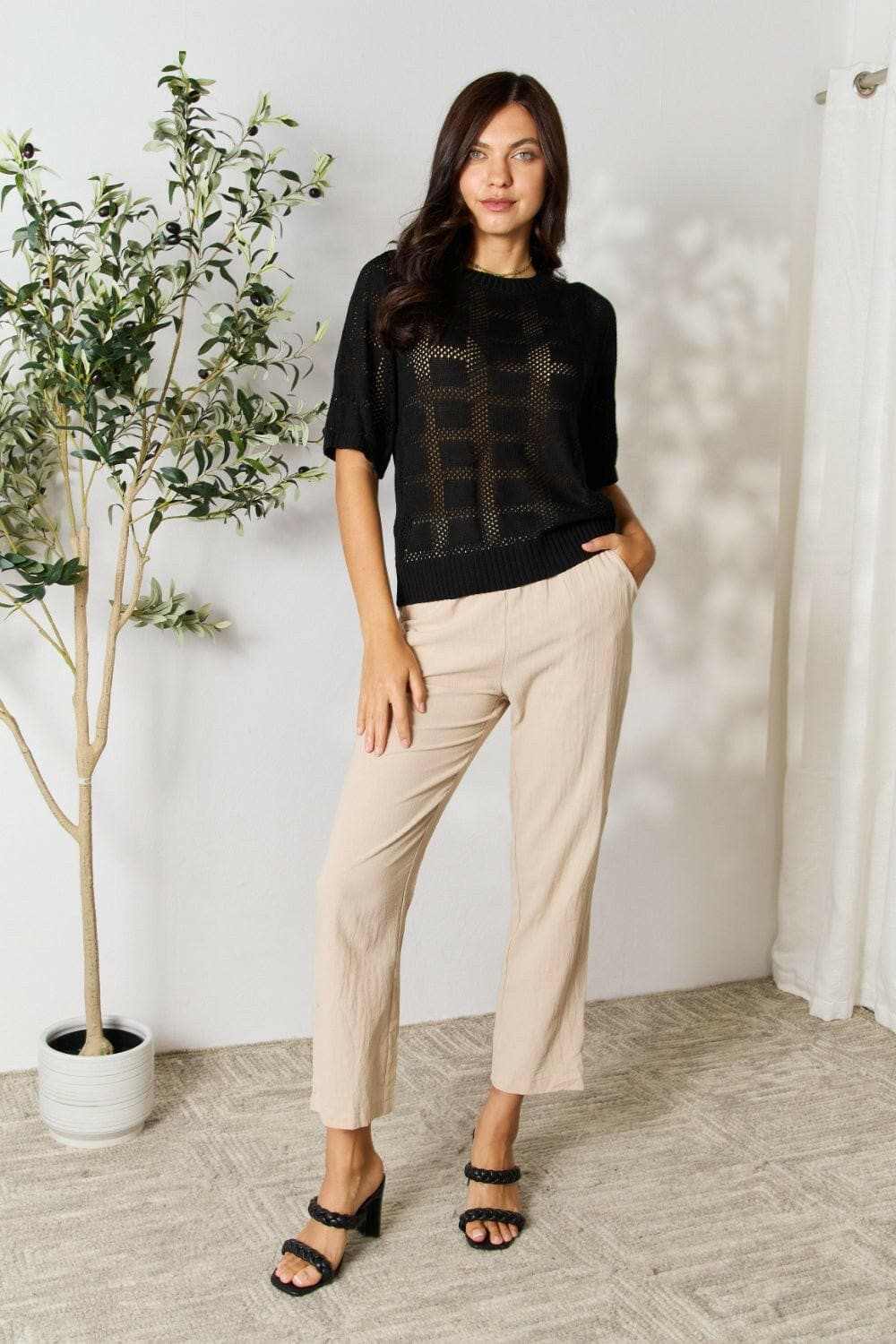 T-Shirts Trendsi TIKTOK - Chic ribbed knit top - round neck