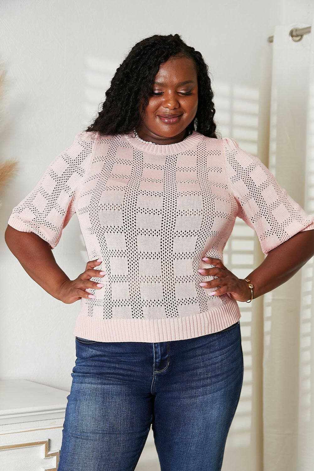 T-Shirts Trendsi TIKTOK - Chic ribbed knit top - round neck