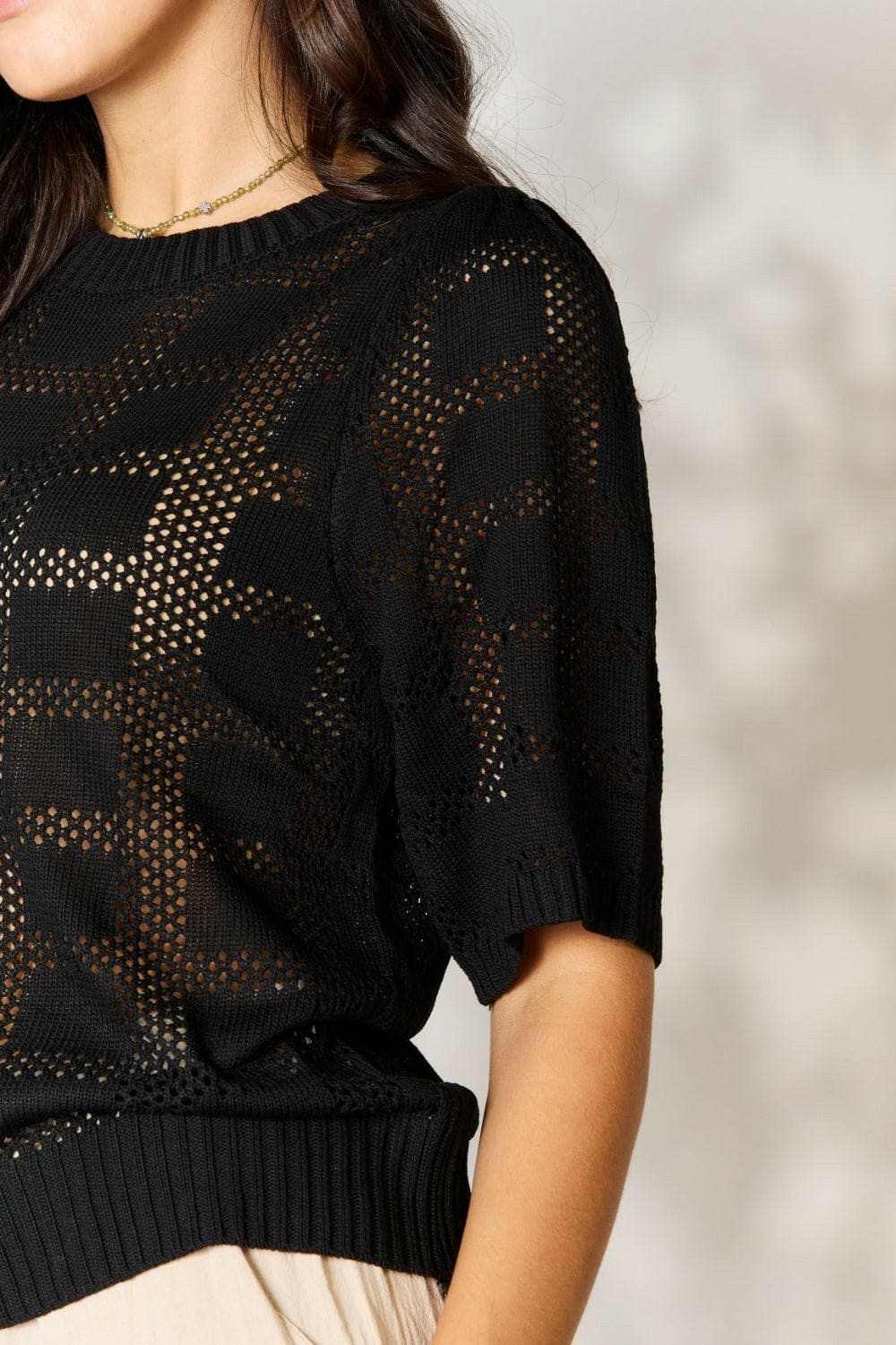 T-Shirts Trendsi TIKTOK - Chic ribbed knit top - round neck