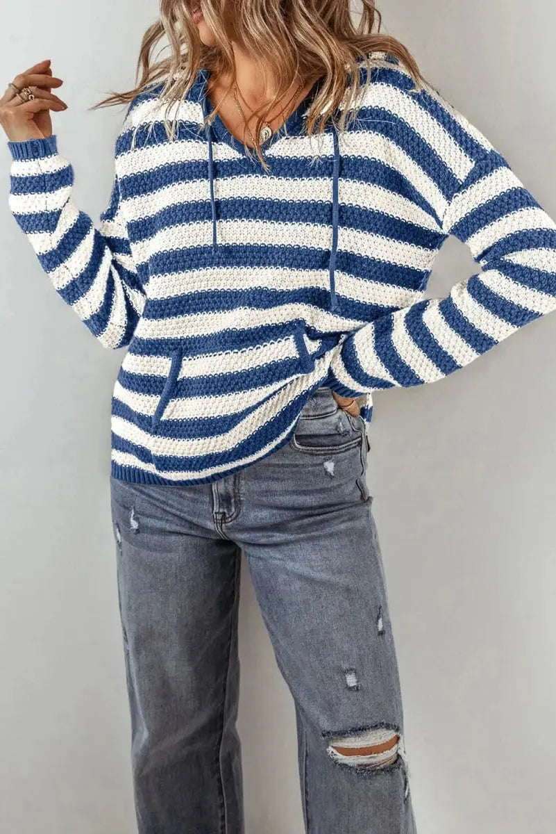 Striped Hoodie Women's Cotton Blend | Trendsi Casual