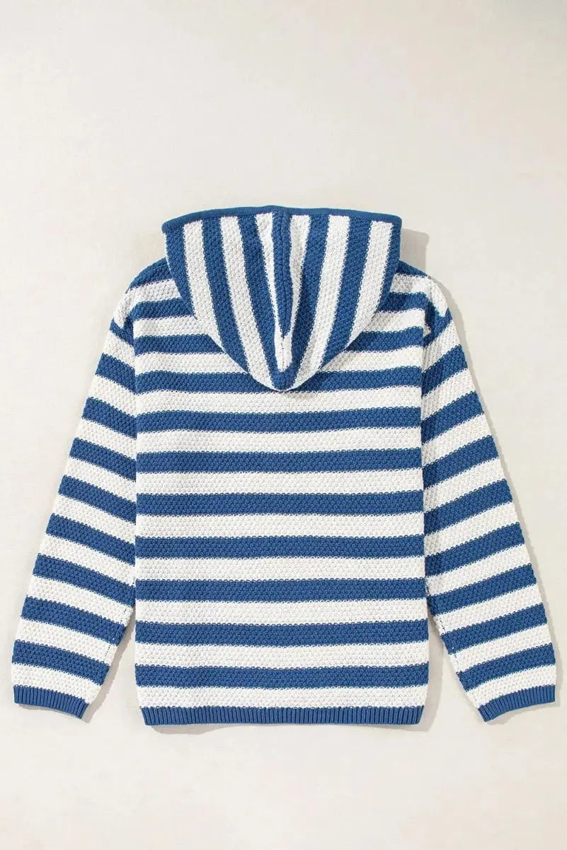 Striped Hoodie Women's Cotton Blend | Trendsi Casual