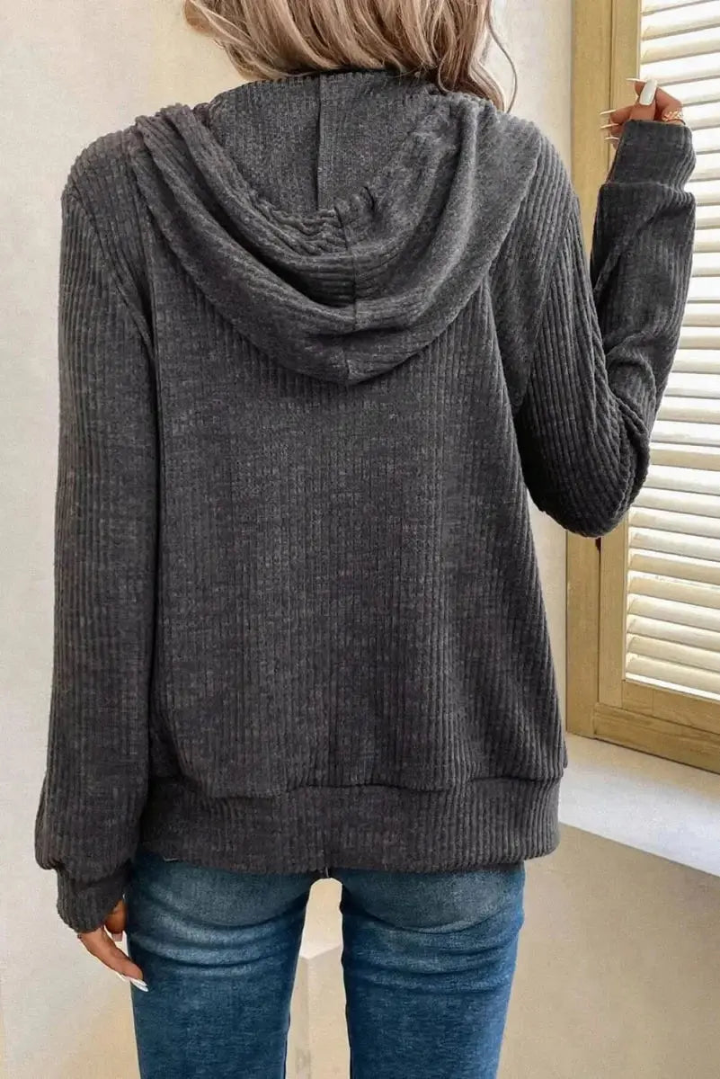 Women's Hooded Jacket Hooded Jacket - Drawstring Zip Up - Fashion Unlined