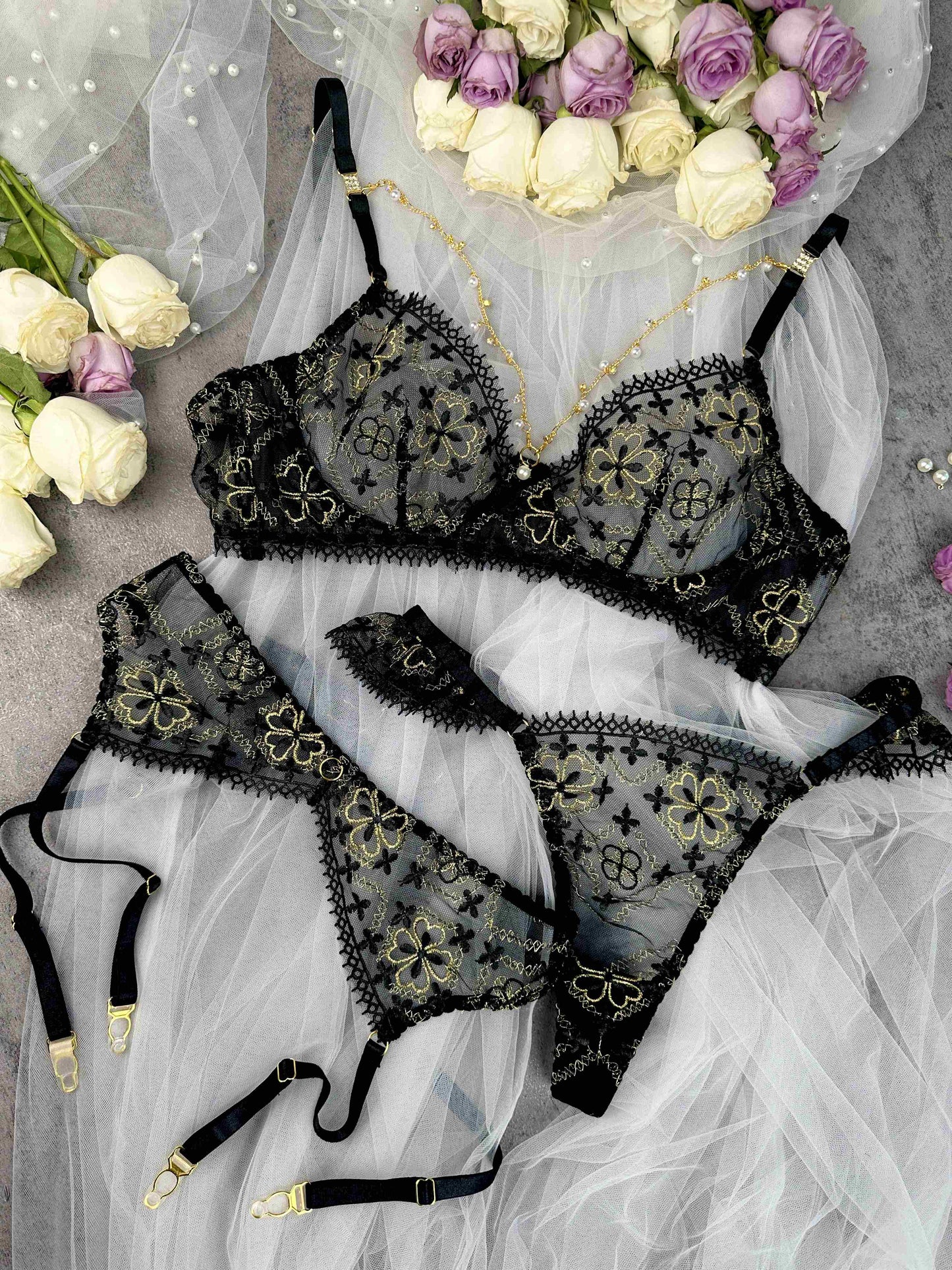Vanessa Golden Clover Lingerie Set