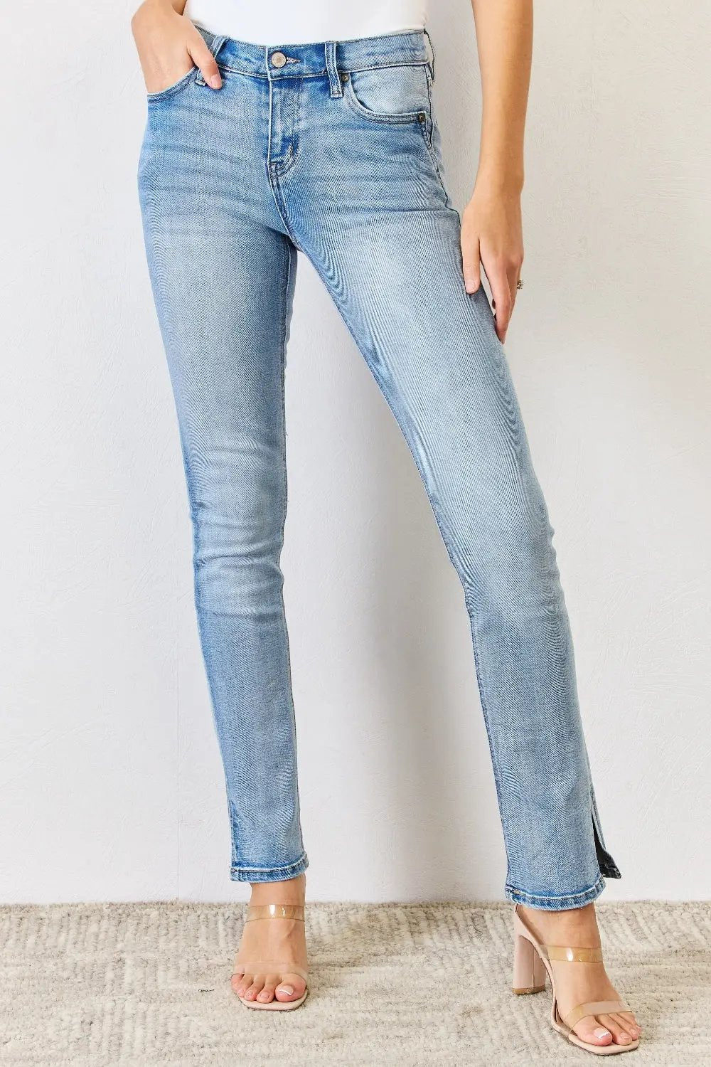 Women's Jeans - Mid Rise Bootcut Slit - Y2K Flattering Fit