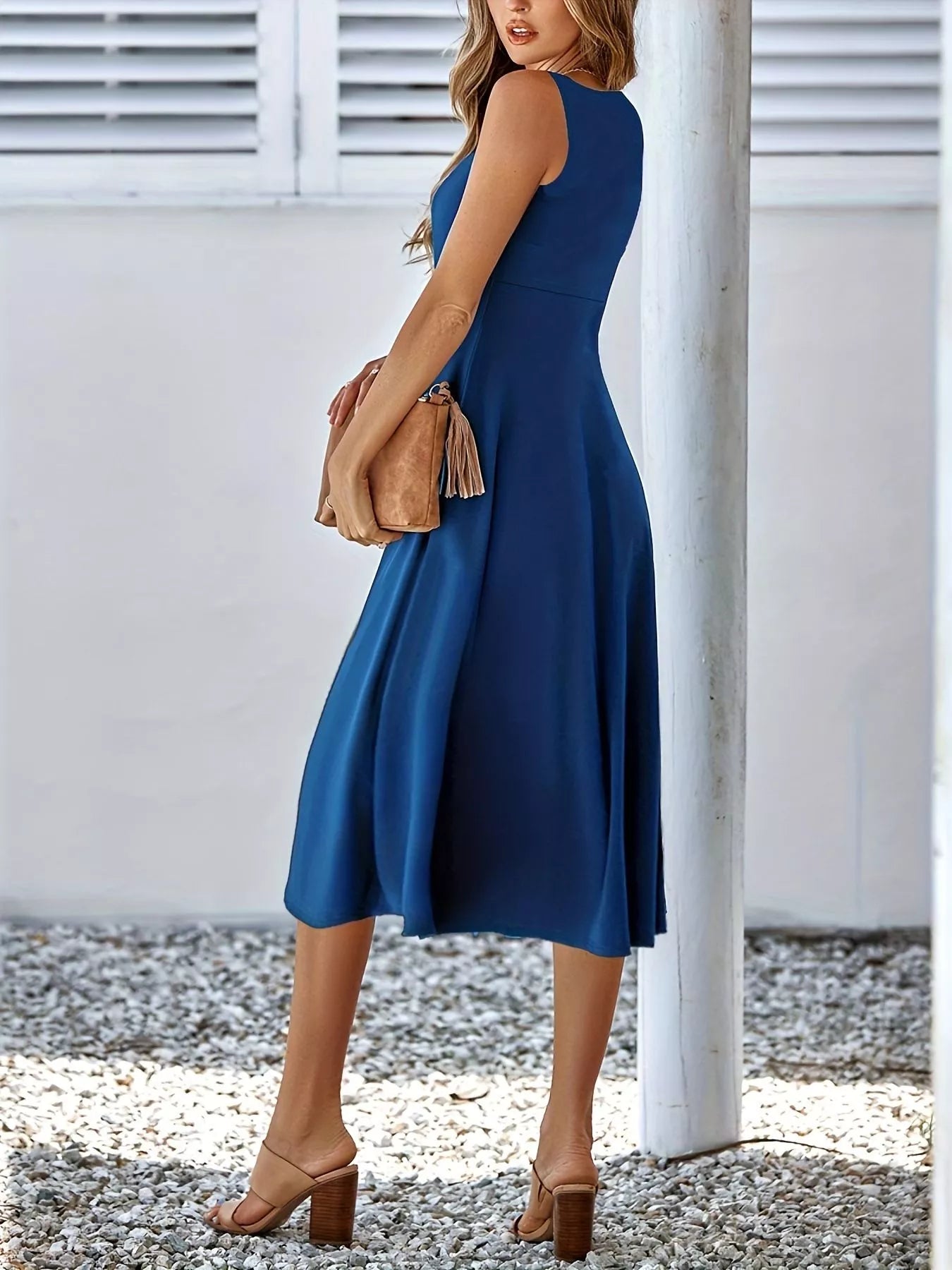 Sleeveless A Line Midi Dress
