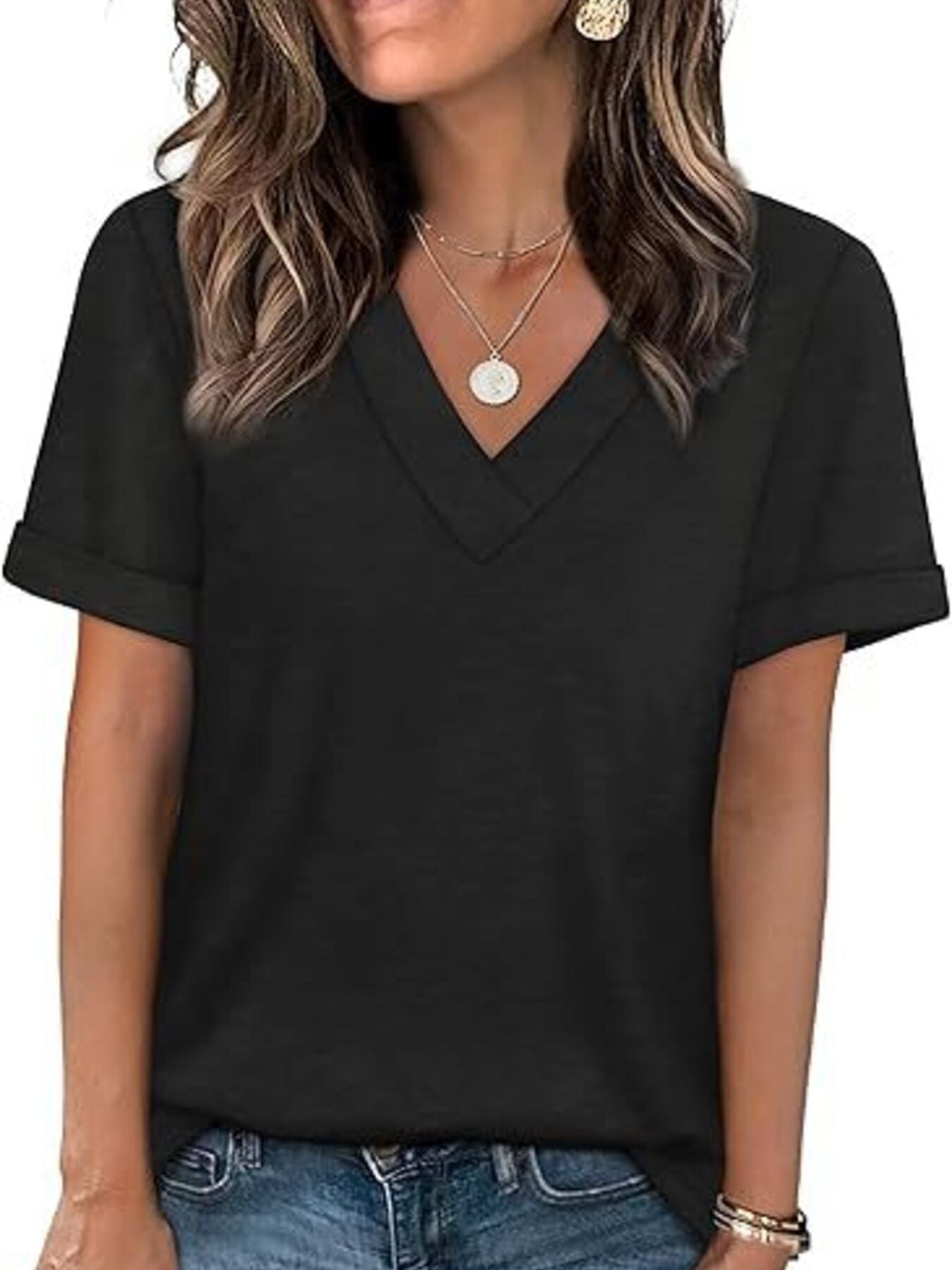 Casual V Neck Short Sleeve T Shirt