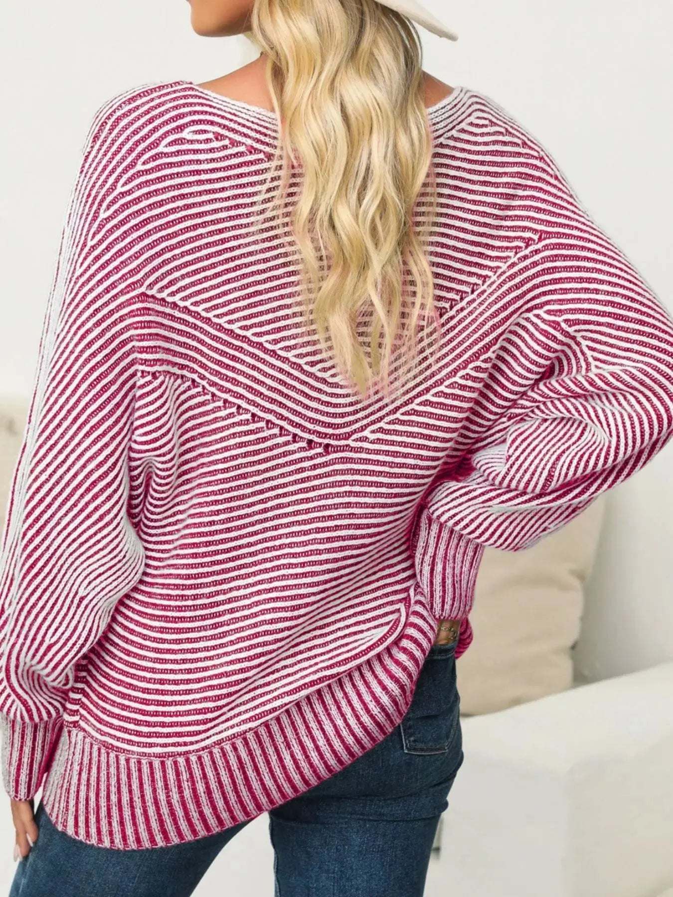 Striped Casual Boat Neck Sweater