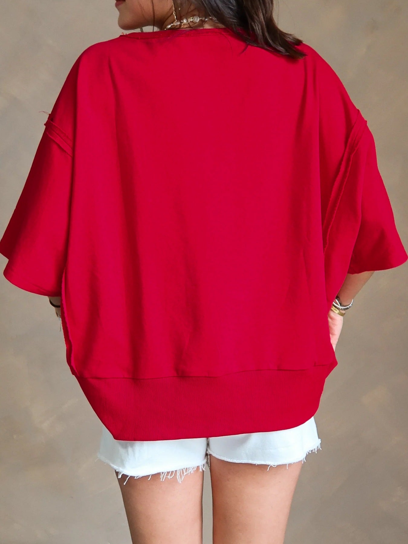 GEORGIA Raw Seam Oversized Drop Shoulder T Shirt