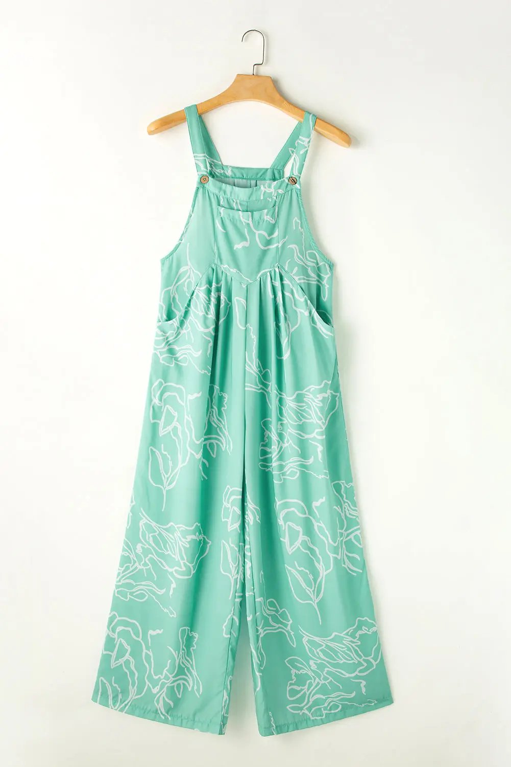 Women's Jumpsuits & Rompers Overalls Jumpsuit - Green Printed Wide Leg - Casual Style